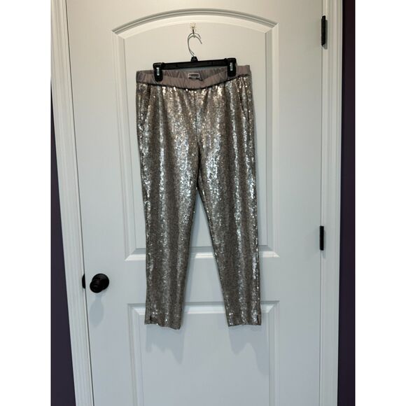 Chelsea28 Sequin Silver Pull-on Elastic Waist Pants Size Medium - Picture 1 of 8